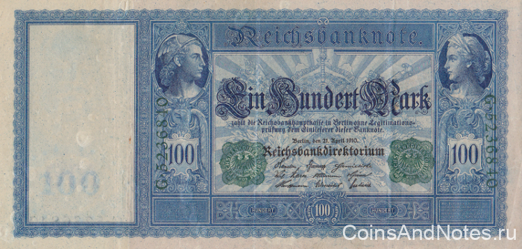 100 марок 1910 года. Германия. р43(2)