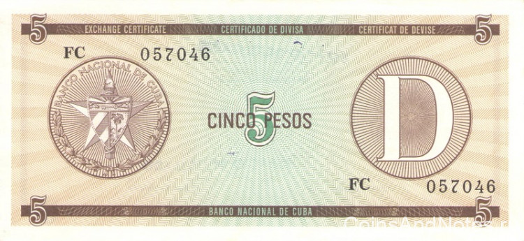 5 песо 1985 года. Куба. рFX34