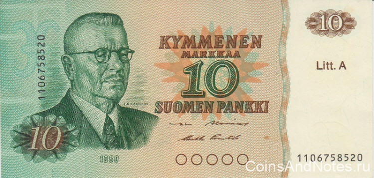 10 марок 1980 года. Финляндия. р112а(12)