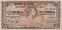 Банкнота 5 шиллингов 1957 года. Бермудские острова. р18b