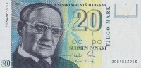 Банкнота 20 марок 1993 года. Финляндия. р122(5)
