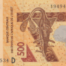 500 франков 2019 года. Мали. р419D