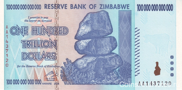 100 триллионов долларов 2008 года. Зимбабве. р91