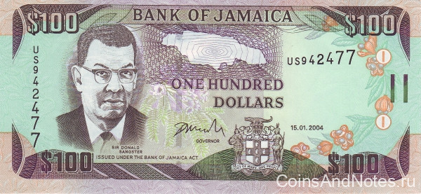100 долларов 15.01.2004 года. Ямайка. р80d