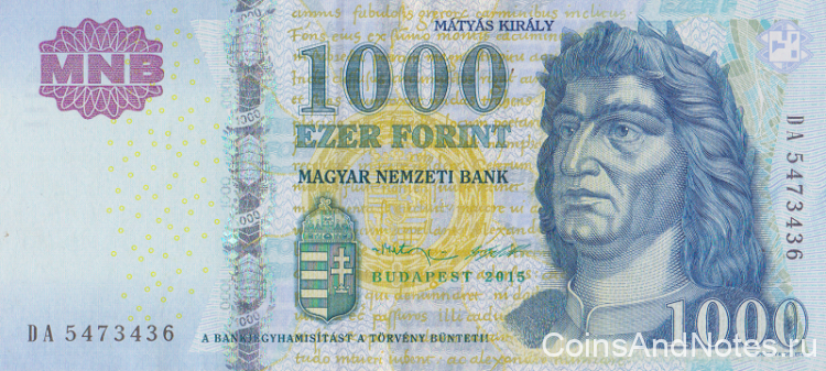 1000 форинтов 2015 года. Венгрия. р197е