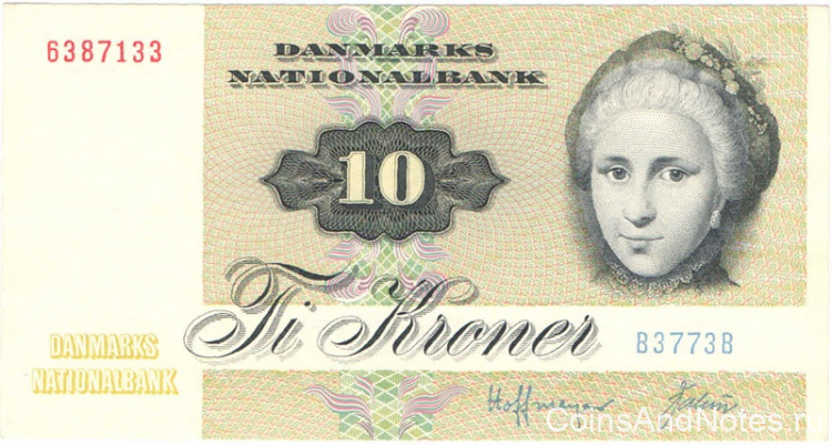 10 крон 1977 года. Дания. р48g(2)