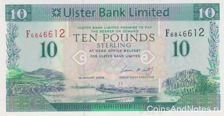 10 фунтов 2008 года. Северная Ирландия. р341а