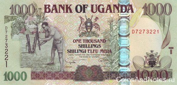 1000 шиллингов 2009 года. Уганда. р43с