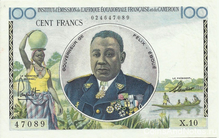 100 франков 1957 года. Французская Экваториальная Африка. р32
