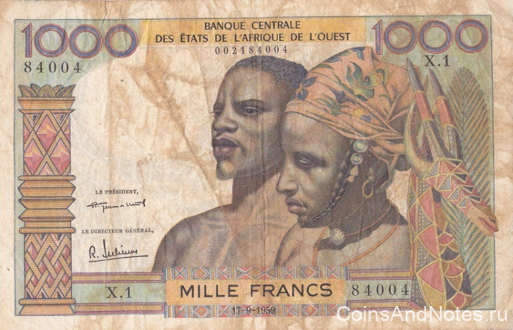1000 франков 17.09.1959 года. Французская Западная Африка. р4