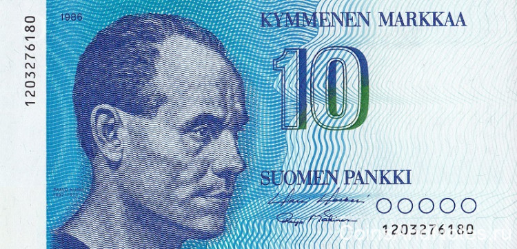 10 марок 1986 года. Финляндия. р113а(22)