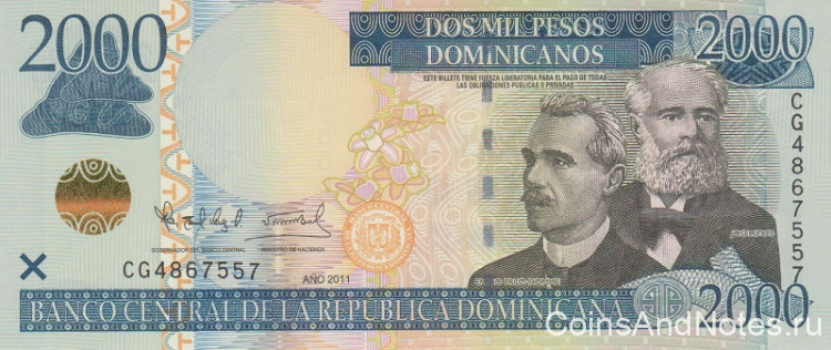 2000 песо 2011 года. Доминиканская республика. р188а
