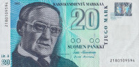 Банкнота 20 марок 1993 года. Финляндия. р123(6)