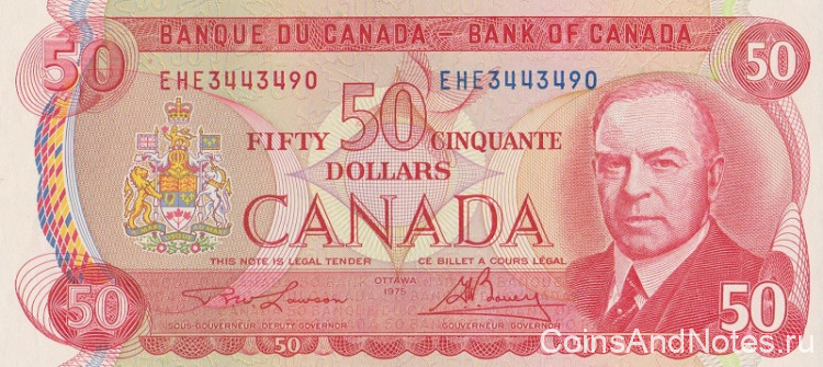 50 долларов 1975 года. Канада. р90а