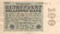 100 миллионов марок 1923 года. Германия. p107d(1)