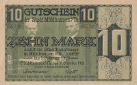 10 марок 1918 года. Мюльхаузен (Тюрингия). Нотгельд. р10м18