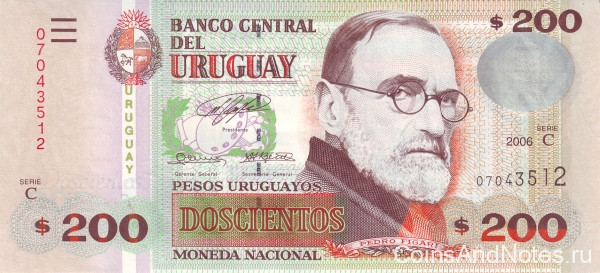 200 песо 2006 года. Уругвай.  р89а