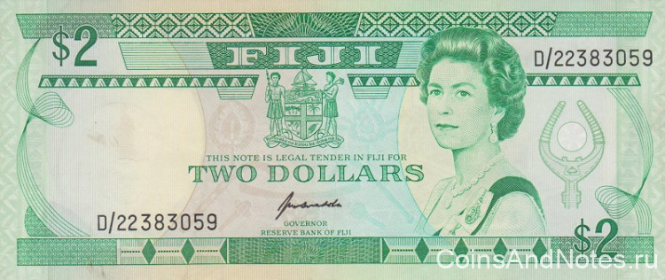 2 доллара 1995 года. Фиджи. р90