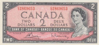 Банкнота 2 доллара 1954 года. Канада. р76с