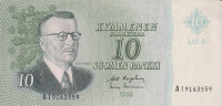 Банкнота 10 марок 1963 года. Финляндия. р104а(30)
