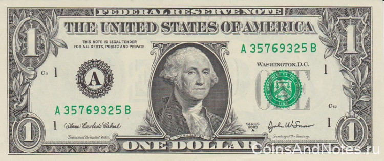1 доллар 2003 года. США. р515b(А)