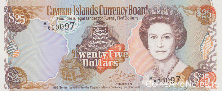 25 долларов 1996 года. Каймановы острова. р19