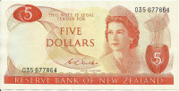 5 долларов 1967-1981 годов. Новая Зеландия. р165b