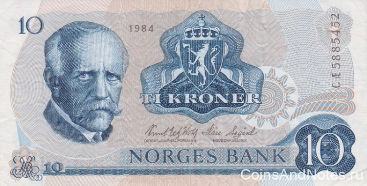 10 крон 1984 года. Норвегия. р36с