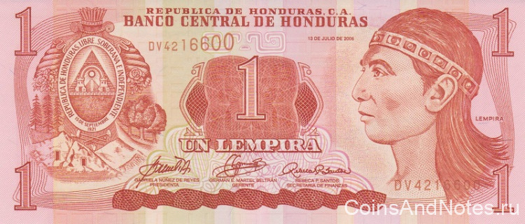 1 лемпира 2006 года. Гондурас. р84е(2)
