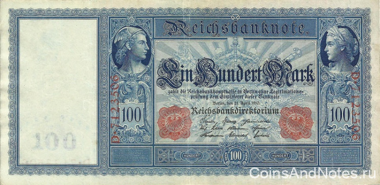 100 марок 21.04.1910 года. Германия. р42(1)