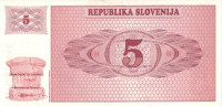 Банкнота 5 толаров 1990 года. Словения. р3