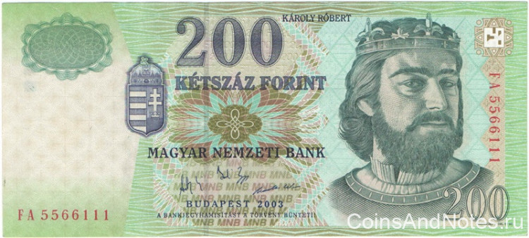 200 форинтов 2003 года. Венгрия. р187с