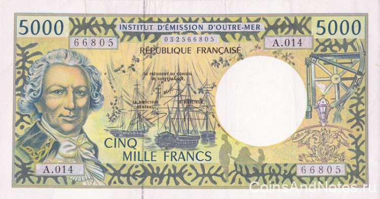 5000 франков 1990-2012 годов. Французские Тихоокеанские территорие. р3h