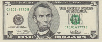 5 долларов 2001 года. США. р510(А1)