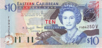 Банкнота 10 долларов 2003 года. Карибские острова. р43v