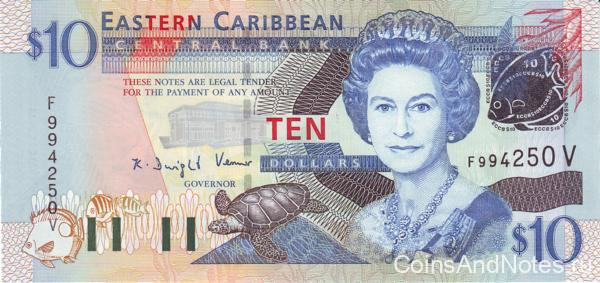 10 долларов 2003 года. Карибские острова. р43v
