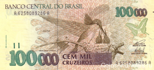 100 000 крузейро 1992-1993 годов. Бразилия. р235с