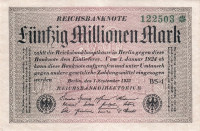 50 миллионов марок 1923 года. Германия. р109d(2-2)
