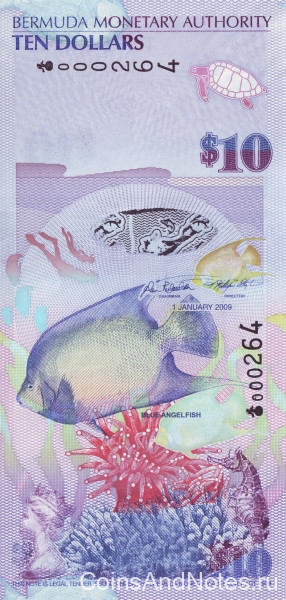 10 долларов 2009 года. Бермудские острова. р59а