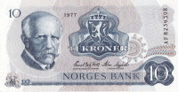 Банкнота 10 крон 1977 года. Норвегия. р36с