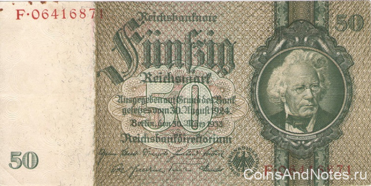 50 рейхсмарок 30.03.1933 года. Германия. р182b