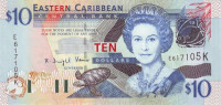 Банкнота 10 долларов 2003 года. Карибские острова. р43k