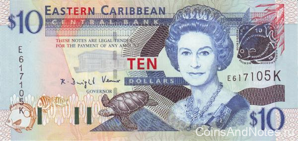 10 долларов 2003 года. Карибские острова. р43k