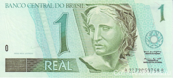1 реал 1997-2003 годов. Бразилия. р243Ае