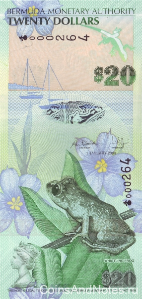 20 долларов 2009 года. Бермудские острова. р60а