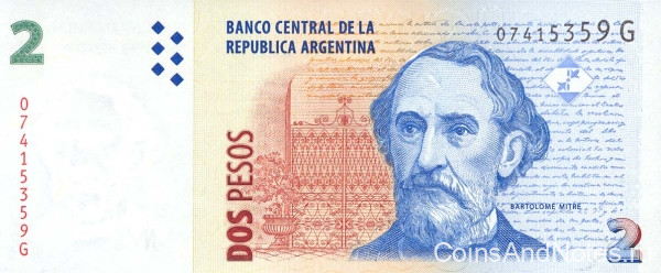 2 песо 2002 года. Аргентина. р352(4)