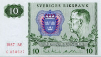 10 крон 1987 года. Швеция. р52е