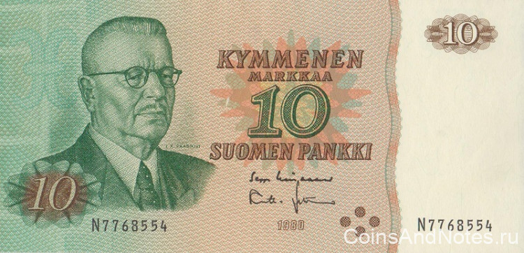 10 марок 1980 года. Финляндия. р111а(56)