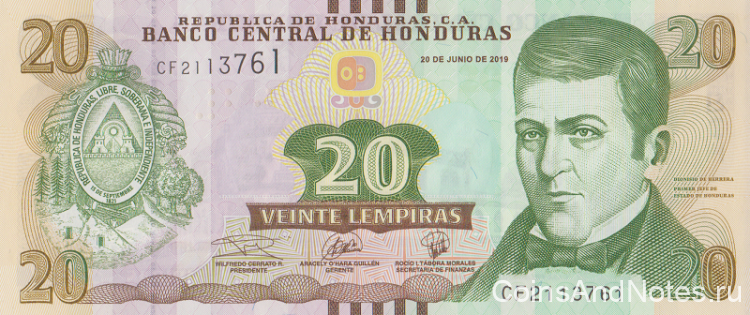 20 лемпира 2019 года. Гондурас. р100(19)