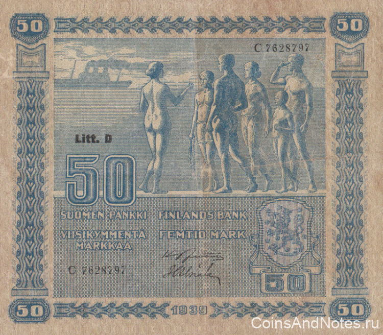 50 марок 1939 года. Финляндия. р72а(14)